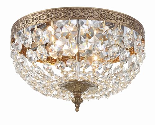 2 Light Spectra Crystal Olde Brass Flush Mount