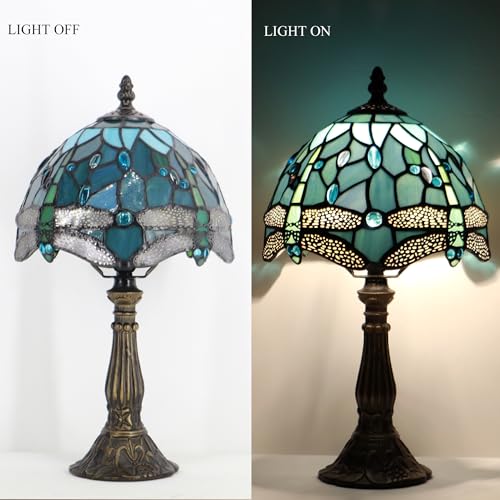 Tiffany Lamp Stained Glass Table Bedside Accent Light 8X8X14.5 inch