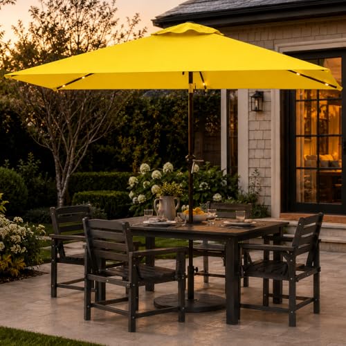 6.5 x 10ft Rectangular Patio Umbrella with Solar Lights