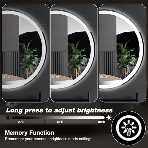 28 Inch Round LED Bathroom Mirror with Lights