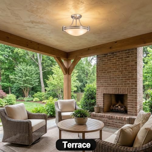 12 Inch Semi Flush Mount Ceiling Light Brushed Nickel ETL Listed