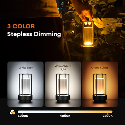 Rechargeable Cordless Small Metal Table Lamp (2 Count)