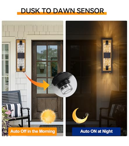 15.3" Dusk to Dawn Outdoor Wall Lights (2 Count)