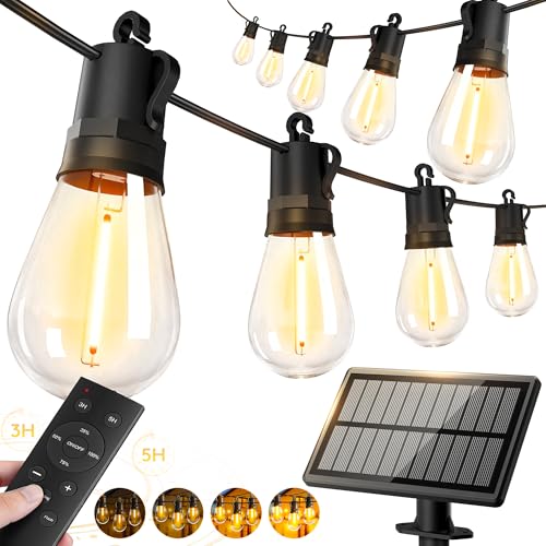 65ft-Solar-Powered-Lights-Outdoor-Waterproof-String Lights-Outside-Patio-Yard-Garden-Fence-Backyard-Deck-Porch-Balcony-Patios-Camping-Battery-Operated-LED-Fairy-Strip-Lighting-Hanging-Edison-Bulbs-S14 (65 Foot)