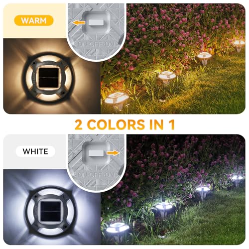 2 Colors in 1 Solar Driveway Lights 12 Pack with Ground Spike Design (12 Count)