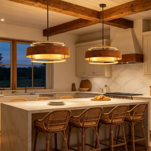 24" Farmhouse Rattan Chandelier