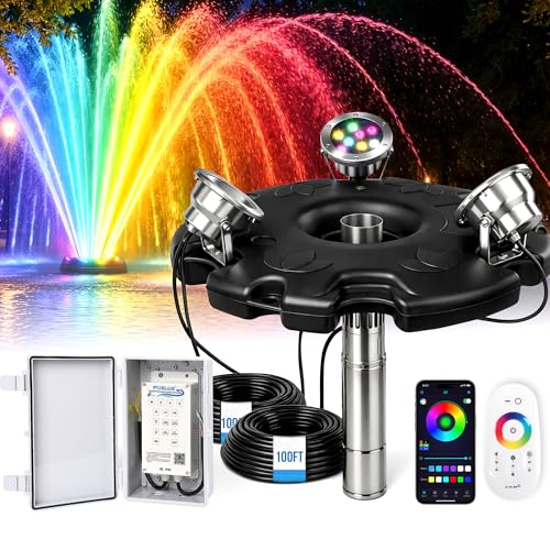 2HP Pond Fountain Aerator with 3 RGB LED Lights