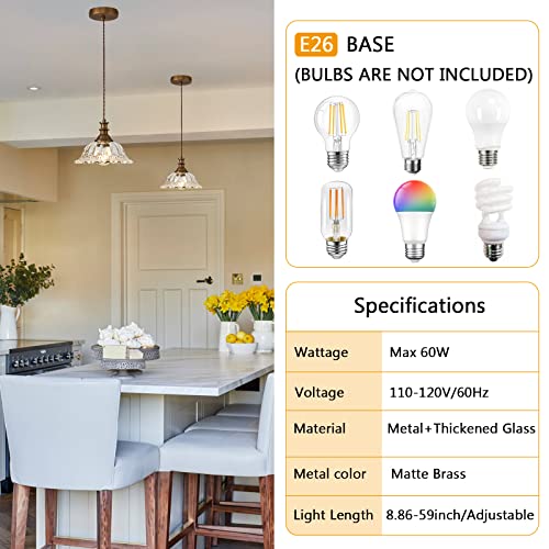 Glass Pendant Lights Modern Pendant Lighting Fixtures Hanging Lamp Brushed Finish Hanging Light Fixture for Kitchen Island Bedroom Dining Room Coffee Shop Hallway Hotel Living Room