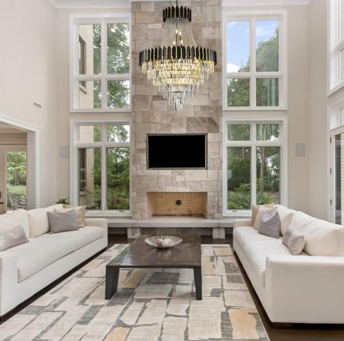 Luxury Modern Crystal Chandelier K9 Raindrop Crystal Chandelier Black Finish 7