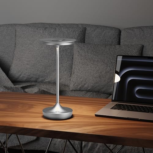LED Cordless Table Lamp 6000mAh Rechargeable Battery Outdoor Light Silver
