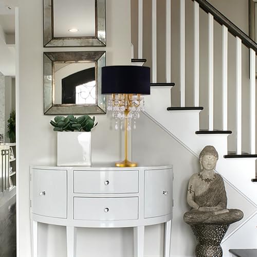 Drum Shade Gold Crystal Table Lamp