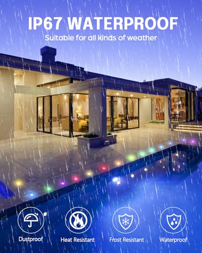 RGB Deck Lights Recessed Kit with Low Voltage Transformer 10 Packs