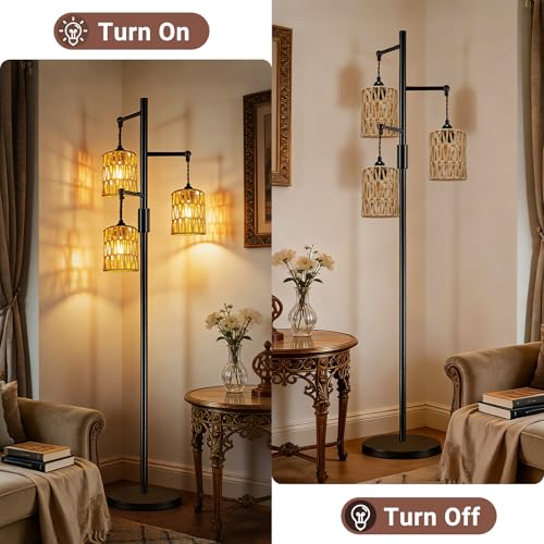 6 Pack Rattan Lamp Shades Boho Hanging Light Lamp Shades (6 Count)