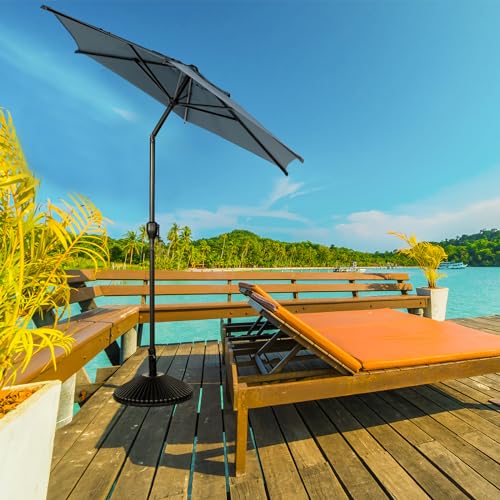 7.5FT Lyon Outdoor Patio Umbrella Outdoor Table Umbrella with Push Button Tilt and Crank Market Umbrella 6 Sturdy Ribs UV Protection Waterproof for Garden Deck Backyard Pool Grey