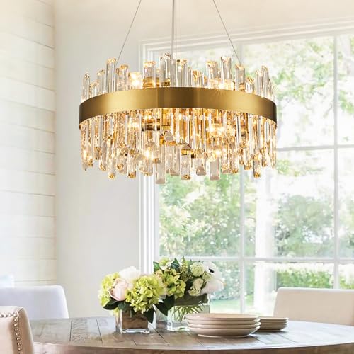 Modern Crystal Chandelier Luxury Raindrop Chandelier D19.7''