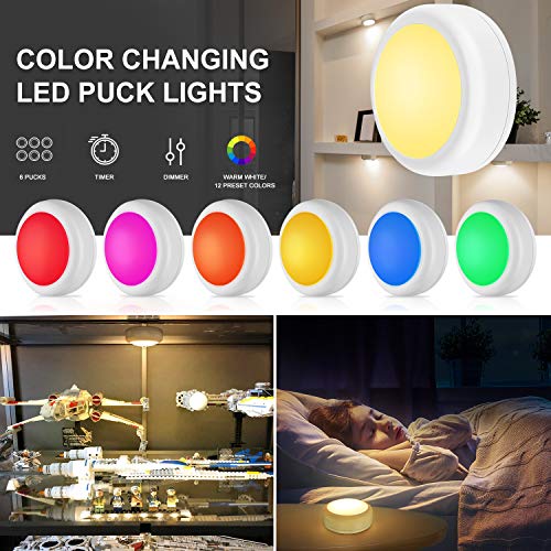 LED Puck Lights with Remote Control (2 Count)