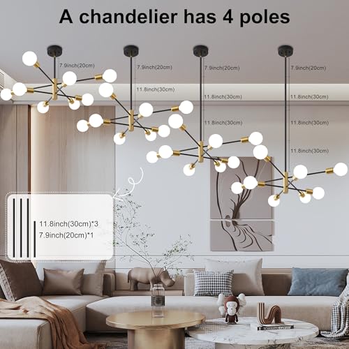 Chandeliers for Dining Room Black Gold 8