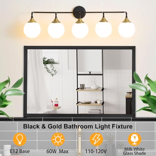 Black Gold Bathroom Light Fixtures Over Mirror Vanity 5