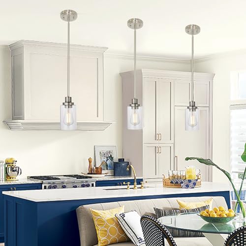 3 Pack Kitchen Island Pendant Lighting Brushed Nickel