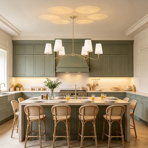 47'' Brushed Brass Chandelier with Shades