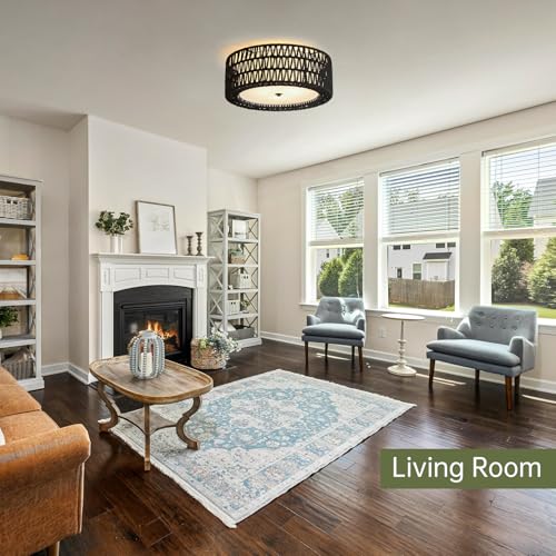 15.7" Black Flush Mount Ceiling Light