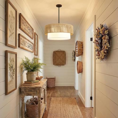 9" 52" Height Adjustable Farmhouse Chandelier Light Fixture