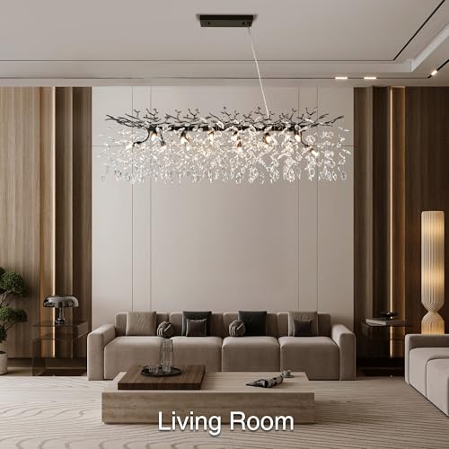 47" Black Crystal Chandelier
