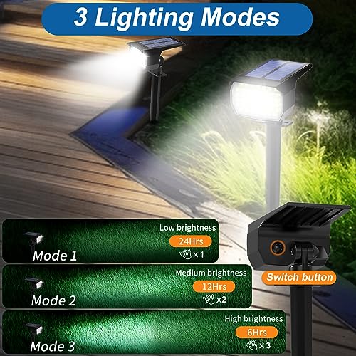 Solar Spot Lights Outdoor Waterproof Spotlight 2 Pack Cool White (2 Count)