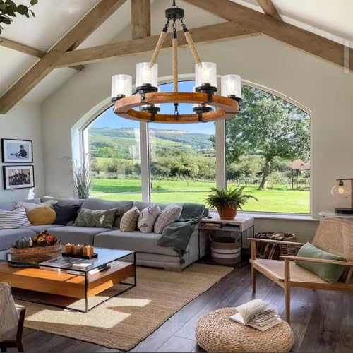 26" Wood Wagon Wheel Chandelier (6 Count)