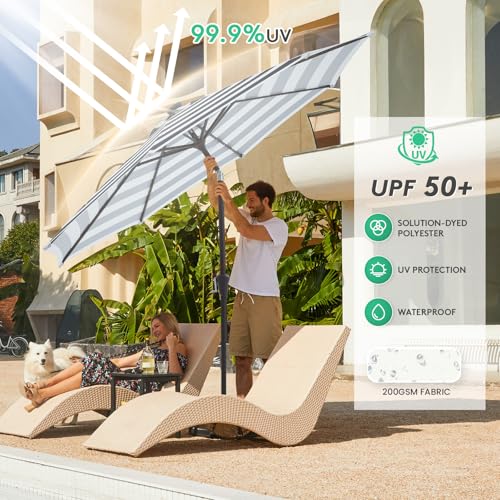 9' Patio Umbrella with Solar Lights