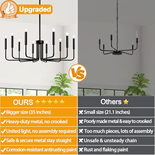 Black 10 Light Chandelier
