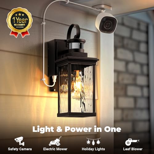 Motion Sensor Exterior Lighting Fixtures for House with GFCI Outlet