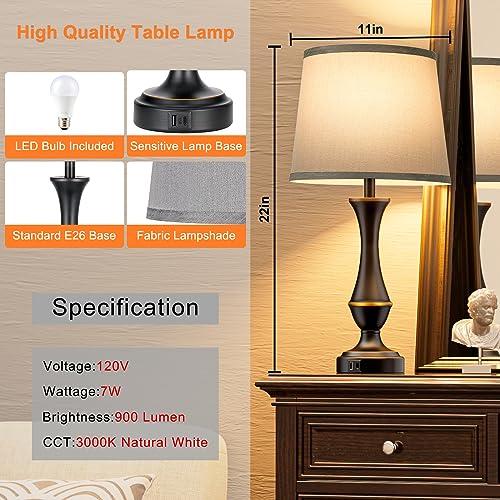 Touch Lamps for Nightstand (2 Count)
