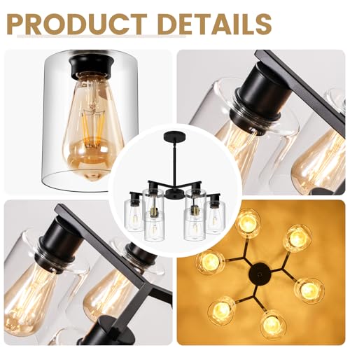 6 Light Black Modern Farmhouse Chandelier Light