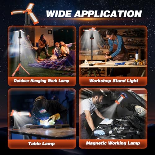 Portable Camping Light with Stand 12000mAh 73.2" Work Light LD10
