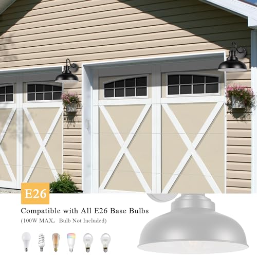Dusk to Dawn Outdoor Barn Light Outdoor Wall Sconce Farmhouse Exterior Wall Mount Light Vintage Outside Wall Lighting Fixture Industrial Black White Lantern for Porch Garage Patio