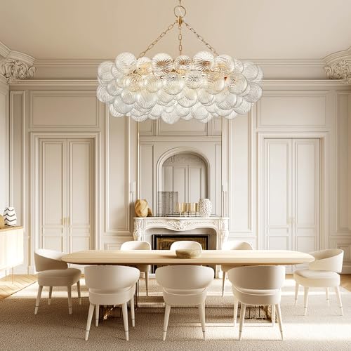 40 Inch Moden Gold Chandelier with 9 Bubble Lights