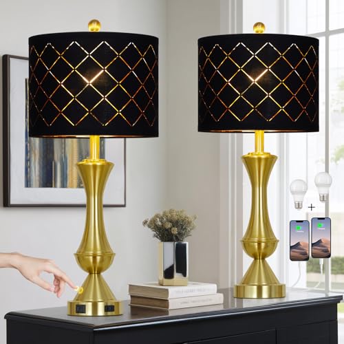 29" Gold Modern Table Lamps Set of 2 (2 Count)