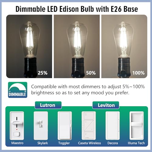 10 Pack Shatterproof LED Edison Light Bulb 60W Equivalent (10 Count)