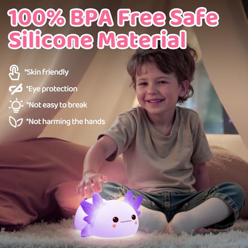 Huggwaii Squishy Axolotl Night Light for Kids