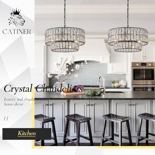 Black Crystal Chandelier 20" 6