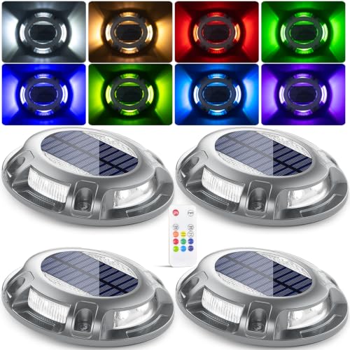Solar Driveway Dock Lights with Remote (4 Count)