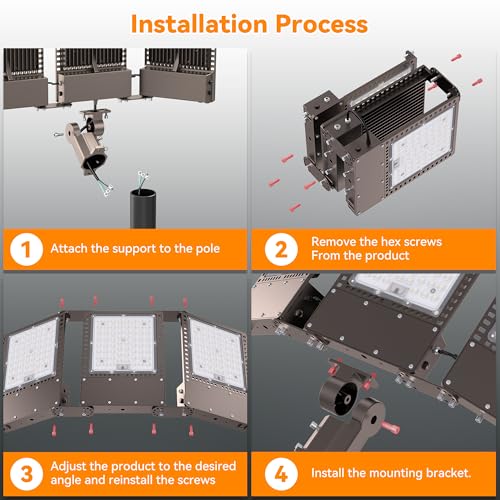 2025 New Upgraded 300W Dusk to Dawn LED Parking Lot Light 45000lm 5000K