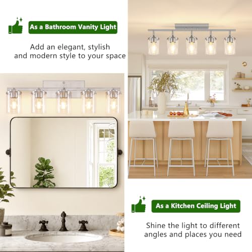 5 Lights Brushed Nickel Track Ceiling Light Fixtures