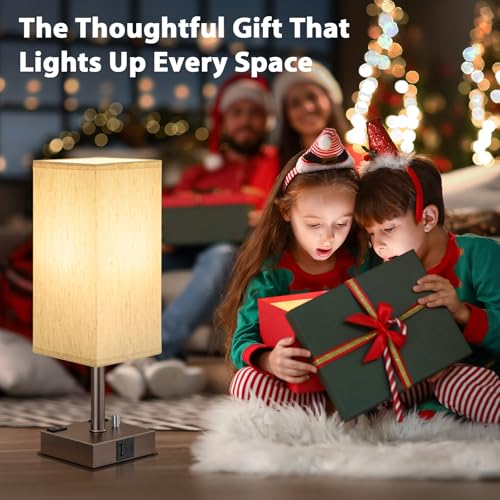 Brown Bedside Table Lamps Set of 2