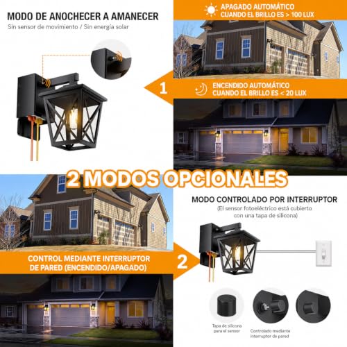 Porch Light with GFCI Outlet Aircraft Grade Aluminum Alloy Black 2PCS (2 Count)