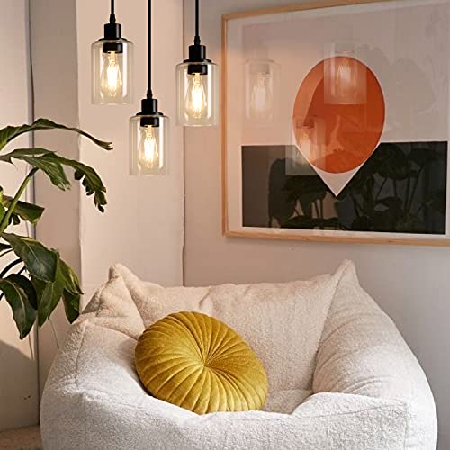 Industrial 3 Light Pendant Light Fixture Clear Glass
