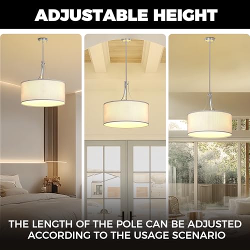5 Light Drum Chandelier for Dining Room Light Fixture Over Table