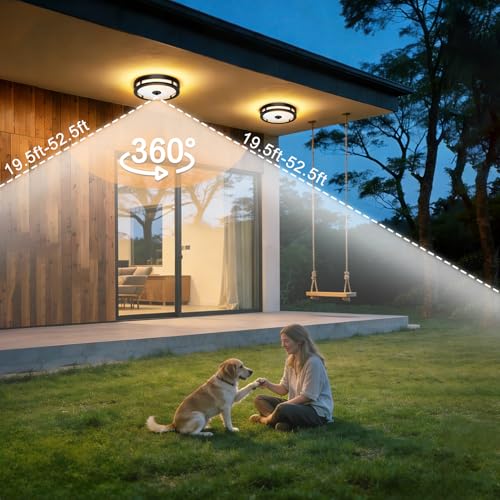 Outdoor Motion Sensor Ceiling Light with Remote