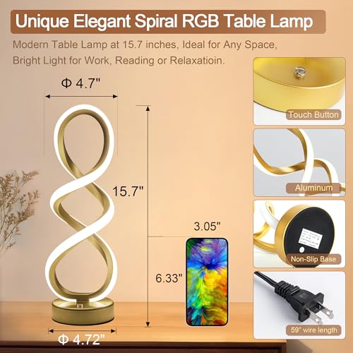 Modern Spiral LED RGB Table Lamp (2 Count)
